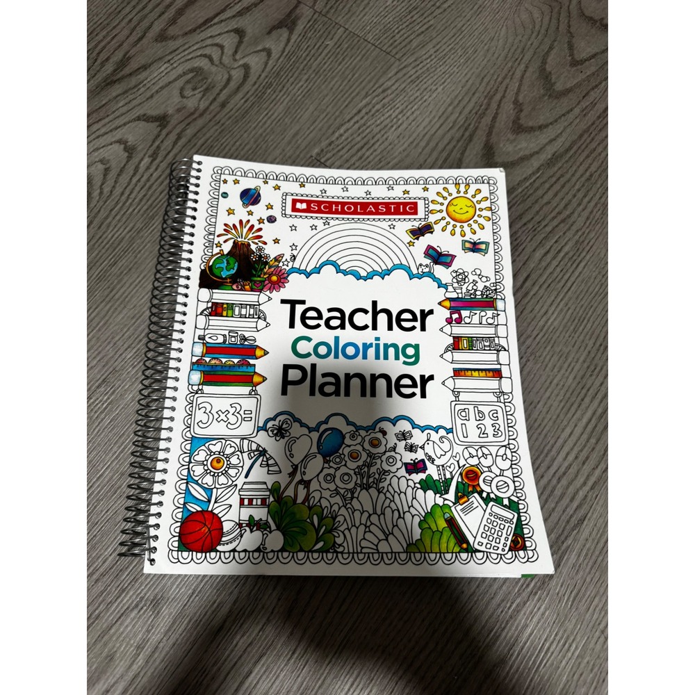 Scholastic Teacher Coloring Planner Spiral Bound School‎ Year Organizer
